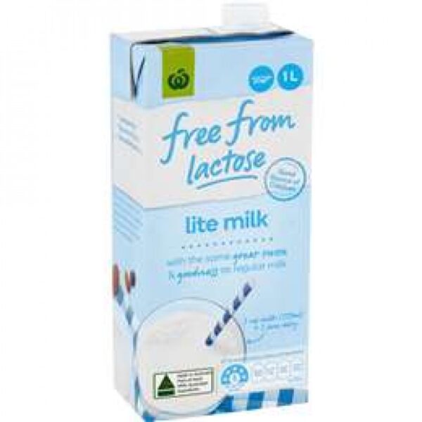 woolworths free from lactose lite milk 1L